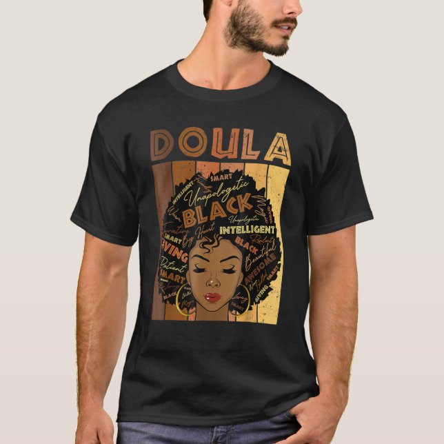 T-shirt Melanin Doula Afro Hair Black History Month (Devant)
