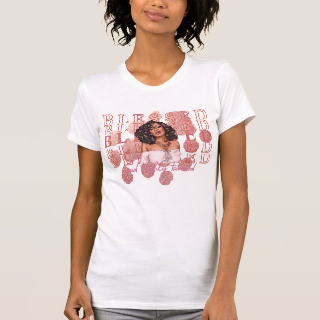 T-shirt Melanin Faux Parties scintillant Chic Black Woman  (Devant)