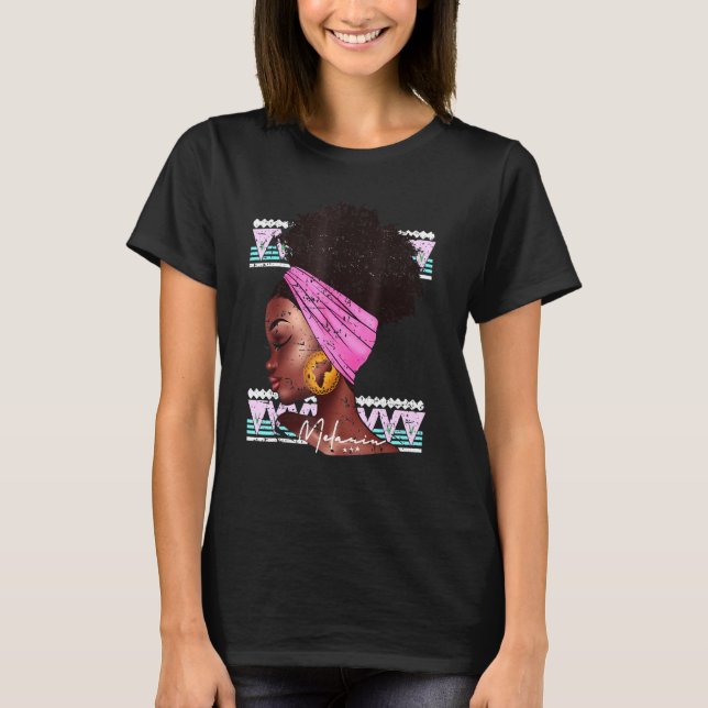 T-shirt Melanin Femmes Noir éduqué Afro American Queen B (Devant)