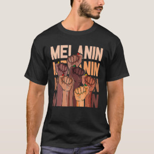 T-shirt Mélanin Leaders de puissance main main main noire 