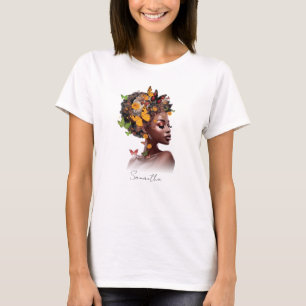 T-shirt Melanin Magic : cheveux afro et papillon coloré