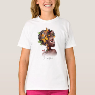 T-shirt Melanin Magic : cheveux afro et papillon coloré