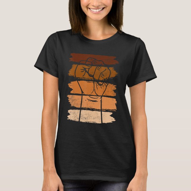 T-shirt Mélanin Poings Black History Mois African Roo (Devant)