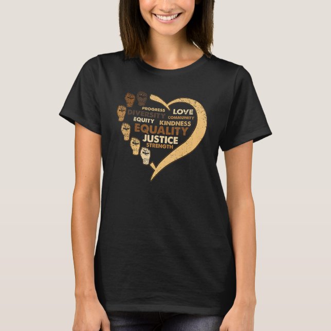 T-shirt Melanin Power Fist Heart Black History Month BLM A (Devant)