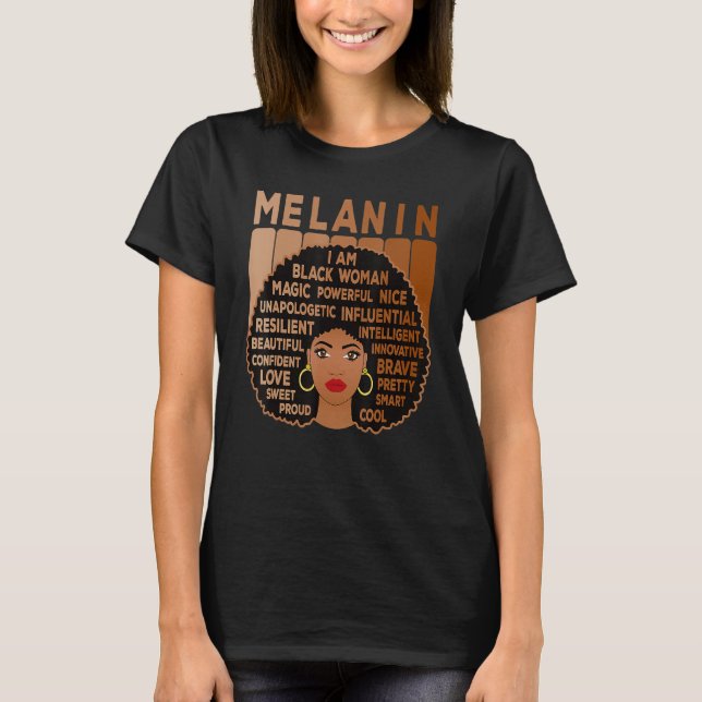 T-shirt Melanin Pride Black Woman Afro American Black Girl (Devant)