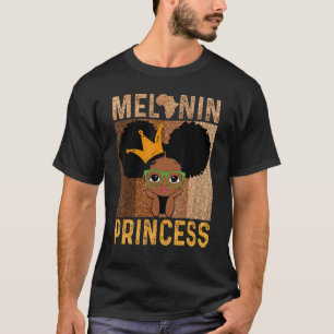 T-shirt Melanin Princess African American Afro Puff Black