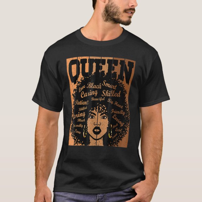T-shirt Melanin Queen African American Strong Black Natura (Devant)