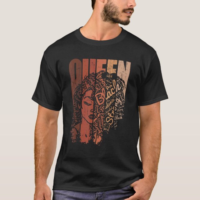T-shirt Melanin Queen African American Strong Black Natura (Devant)