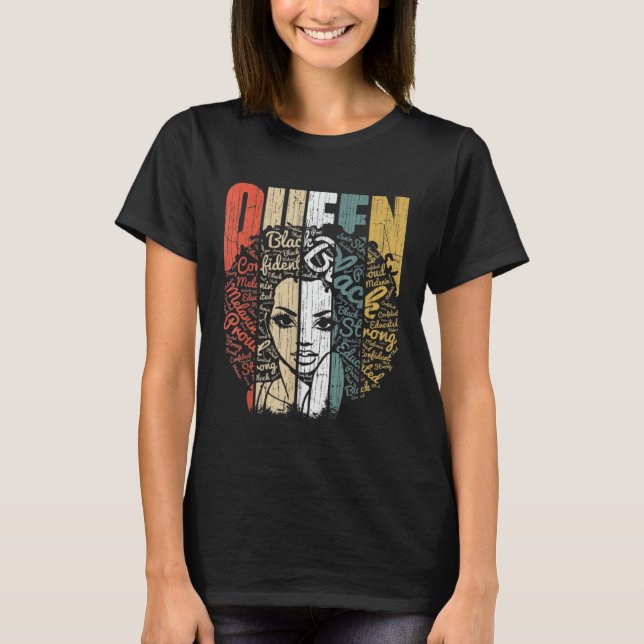T-shirt Melanin Queen African American Strong Black Natura (Devant)