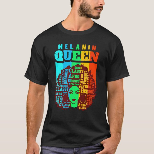T-shirt Melanin Queen Cute Black Women Sista Sister Fun Be (Devant)