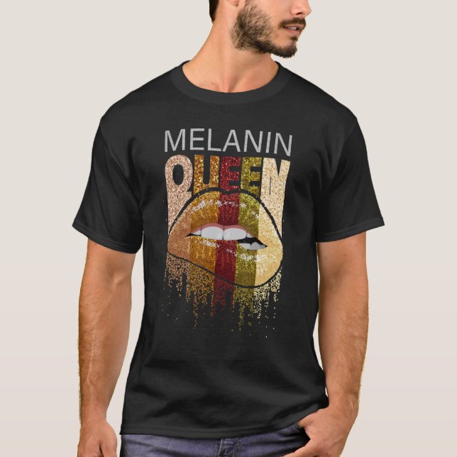 T-shirt Melanin Queen Pride Afro Brown Lip Black History M (Devant)