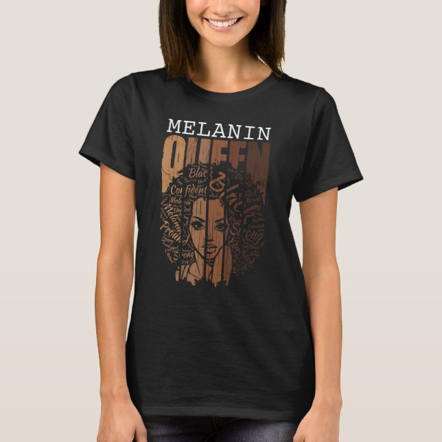 T-shirt Melanin Queen Tee African American Strong Black Na (Devant)