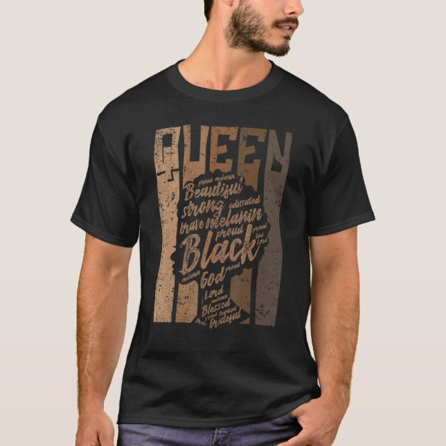 T-shirt Melanin Queen Tee African American Strong Black Na (Devant)