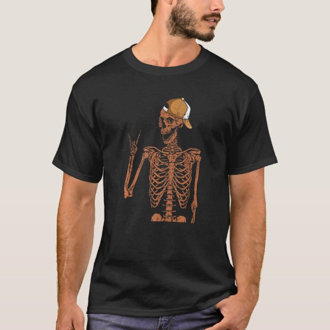 T-shirt Melanin Skeleton Rock Main Black History Mois BLM (Devant)