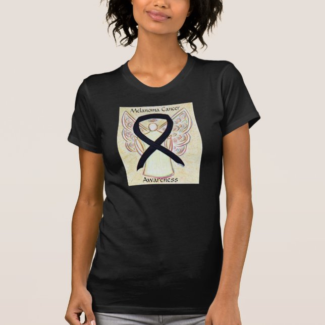 T-shirt Melanoma Cancer Sensibilisation Ribbon Angel Chemi (Devant)