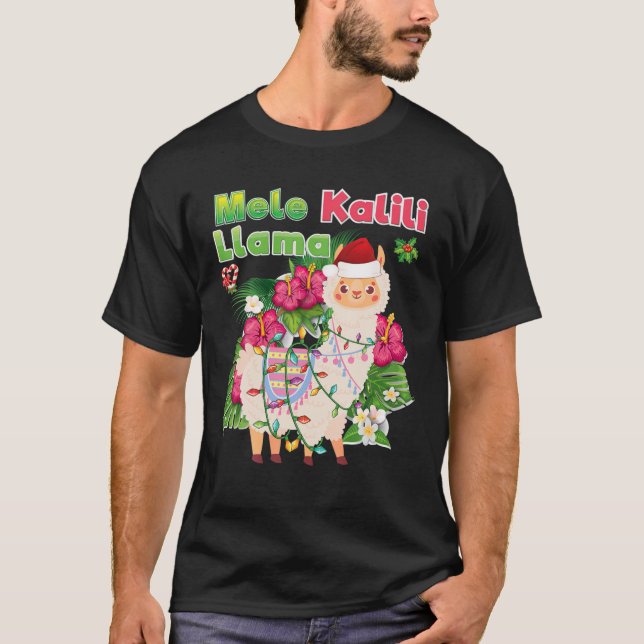 T-shirt Mele Kaliki Llama Kalikimaka Hawaiian Christmas Li (Devant)