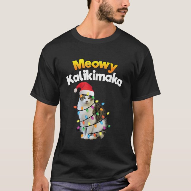 T-shirt Mele Kalikimaka Chemise Hawaiian Joyeux Chat de No (Devant)