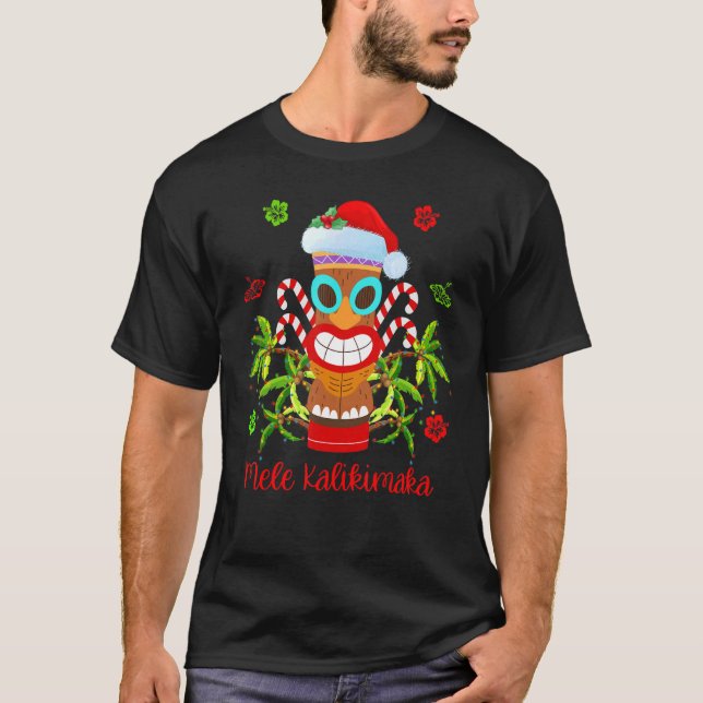 T-shirt Mele Kalikimaka fêtes hawaïennes Père Noël Tiki No (Devant)