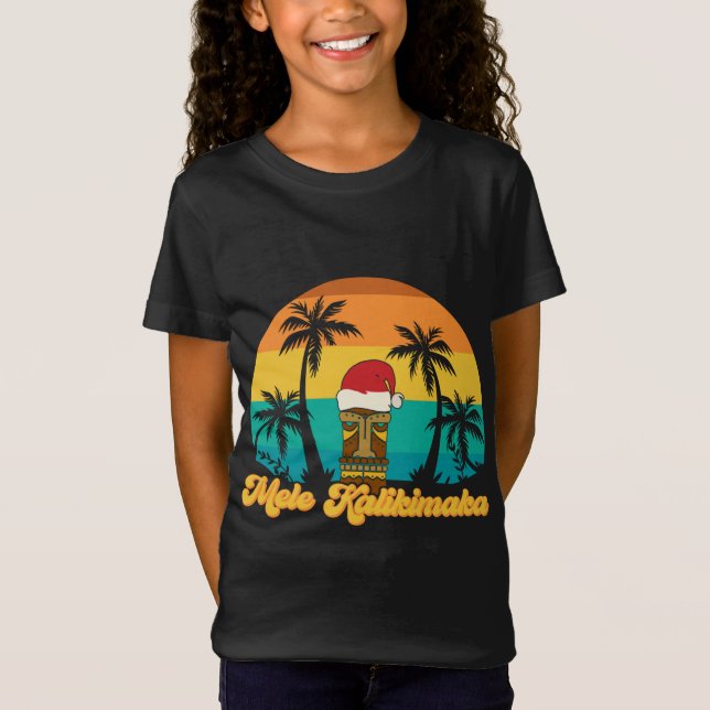 T-Shirt Mele Kalikimaka Hawaii Noël Tiki Santa Hat (Devant)