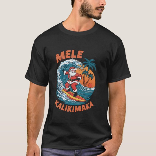T-shirt Mele Kalikimaka Hawaii Père Noël Hawaii Joyeux Chr (Devant)