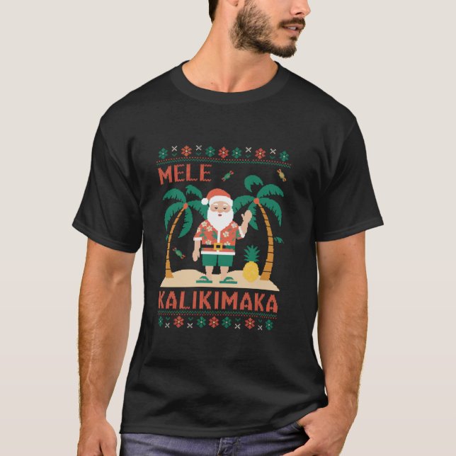 T-shirt Mele Kalikimaka Hawaii Père Noël Hawaii Joyeux Chr (Devant)