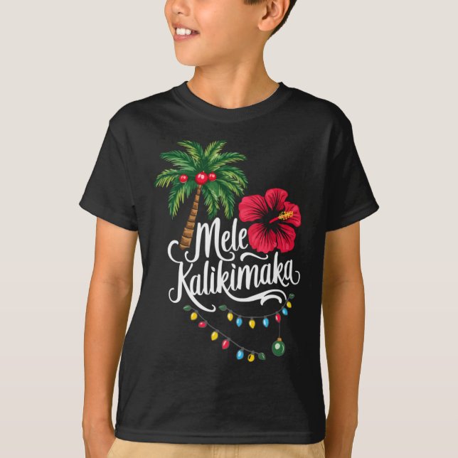 T-shirt Mele Kalikimaka Hawaii Santa Hawaiian Merry Christ (Devant)
