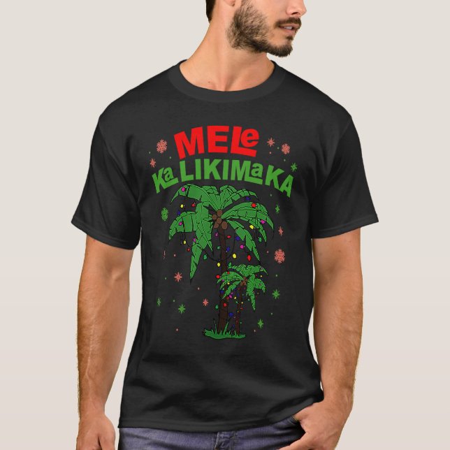 T-shirt Mele Kalikimaka Hawaiian Christmas Palm Tree Light (Devant)