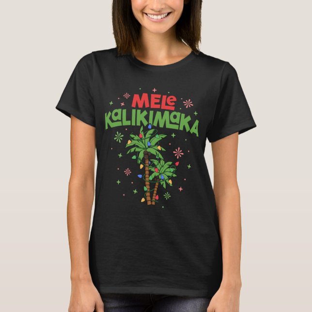 T-shirt Mele Kalikimaka Hawaiian Christmas Palm Tree Light (Devant)