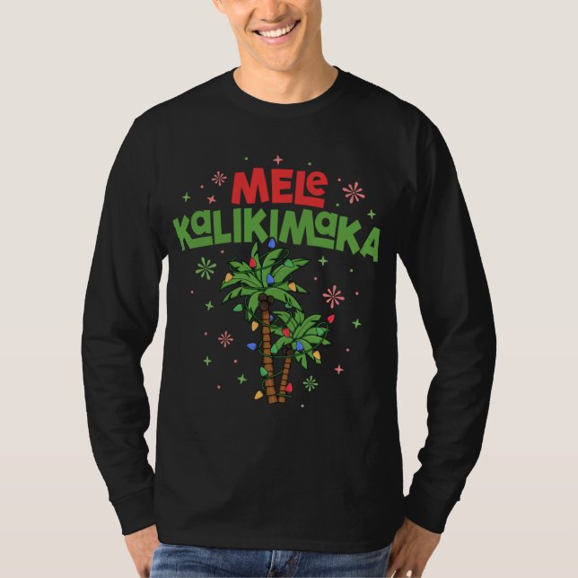 T-shirt Mele Kalikimaka Hawaiian Christmas Palm Tree Light (Devant)