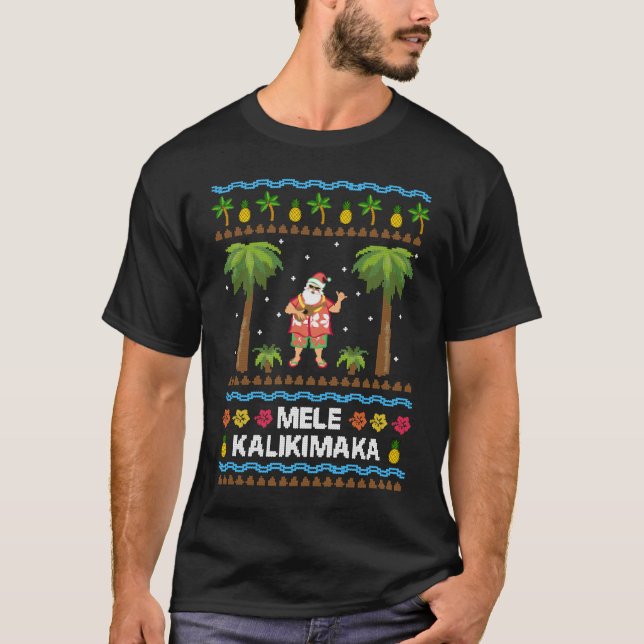 T-shirt Mele Kalikimaka Hawaiian Christmas Ugly Costume Sa (Devant)