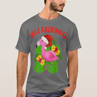 T-shirt Mele Kalikimaka Hawaiian Flamant rose de Noël Trop
