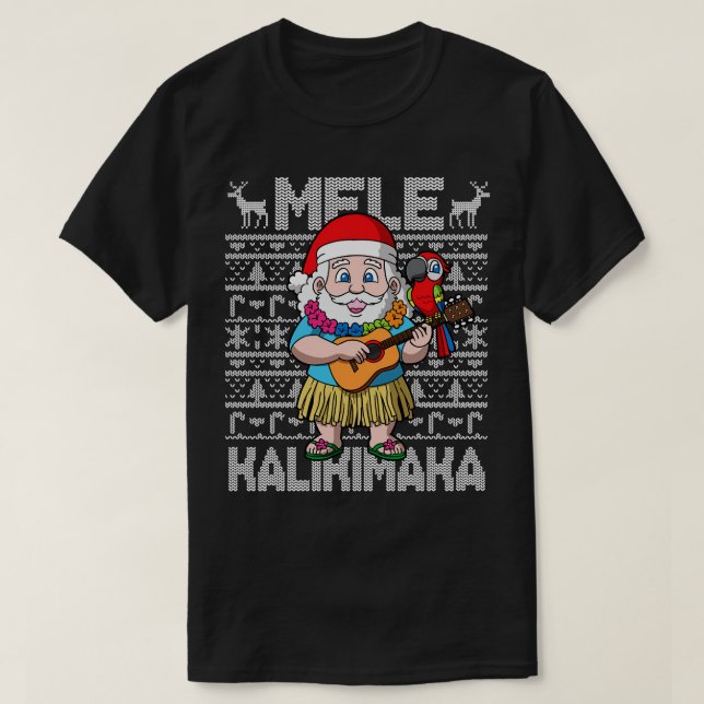 T-shirt Mele Kalikimaka Hawiian Christmas Père Noël (Design devant)