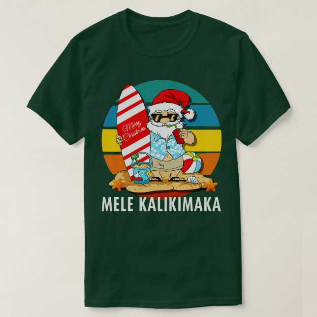 T-shirt Mele Kalikimaka Joyeux Noël Retro Hawaiian San (Design devant)