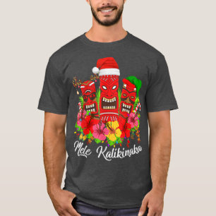 T-shirt Mele Kalikimaka Lumières de Noël Hawaïen Tiki Chri