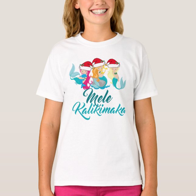 T-shirt Mele Kalikimaka Mermaid Cute Plage Noël Enfants (Devant)