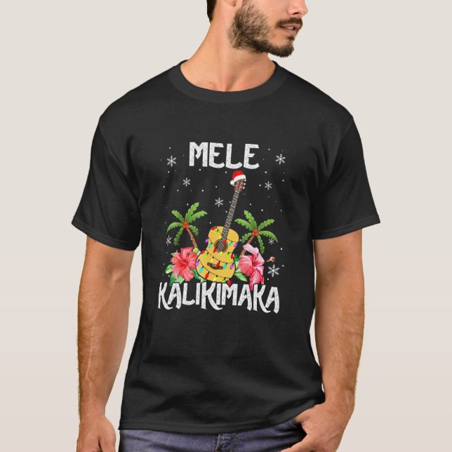 T-shirt Mele Kalikimaka Merry Christmas Lights Santa Hawai