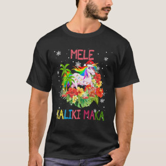 T-shirt Mele Kalikimaka Merry Xmas Floral Hawaiian Santa U