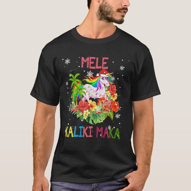 T-shirt Mele Kalikimaka Merry Xmas Floral Hawaiian Santa U (Devant)