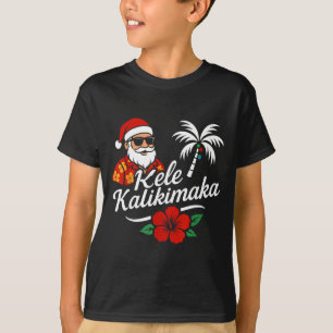 T-shirt Mele Kalikimaka Noël hawaïen Chapeau de Père Noël 