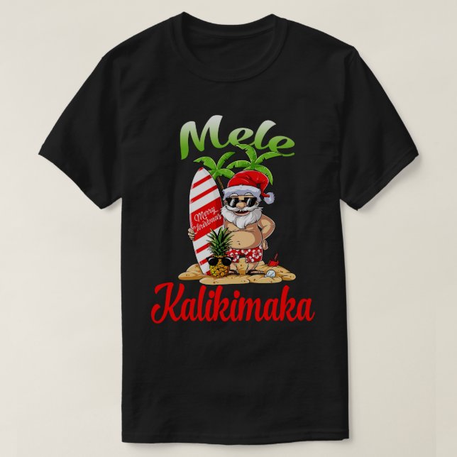 T-shirt Mele Kalikimaka Noël Père Noël Shaka Hawaii 9 (Design devant)