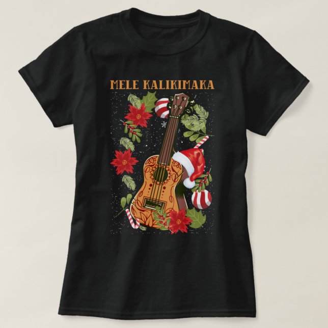 T-shirt MELE KALIKIMAKA Noël Ukulele Hawaii Cadeau (Design devant)