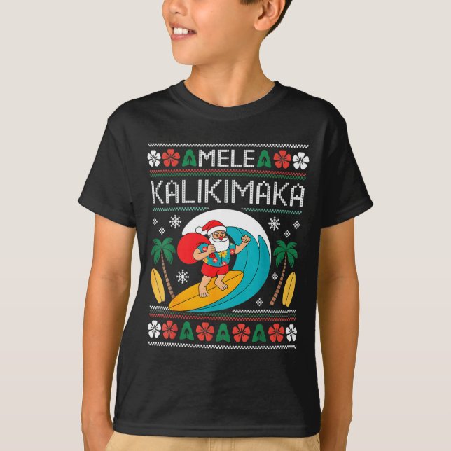 T-shirt Mele Kalikimaka Pajamas Santa Hawaii Ugly Christma (Devant)