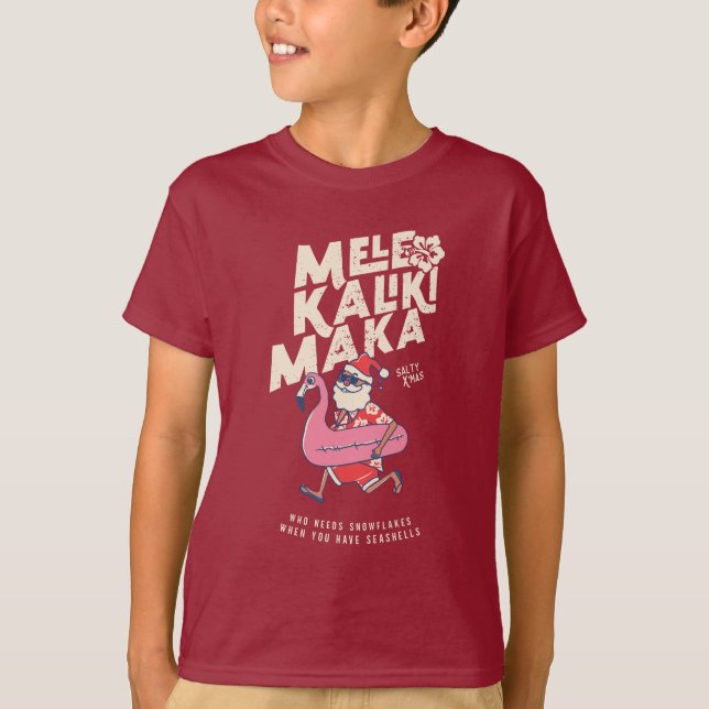 T-shirt Mele Kalikimaka Père Noël Flamant rose de Noël Get (Devant)