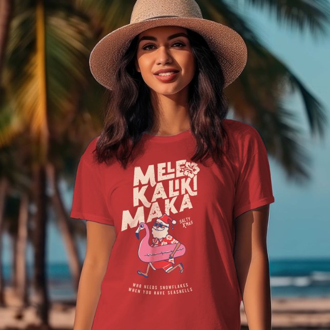 T-shirt Mele Kalikimaka Père Noël Flamant rose de Noël Get (Mele Kalikimaka Santa Flamingo Christmas Getaway T-Shirt)