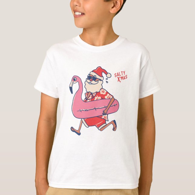 T-shirt Mele Kalikimaka Père Noël Flamant rose Getaways de (Devant)