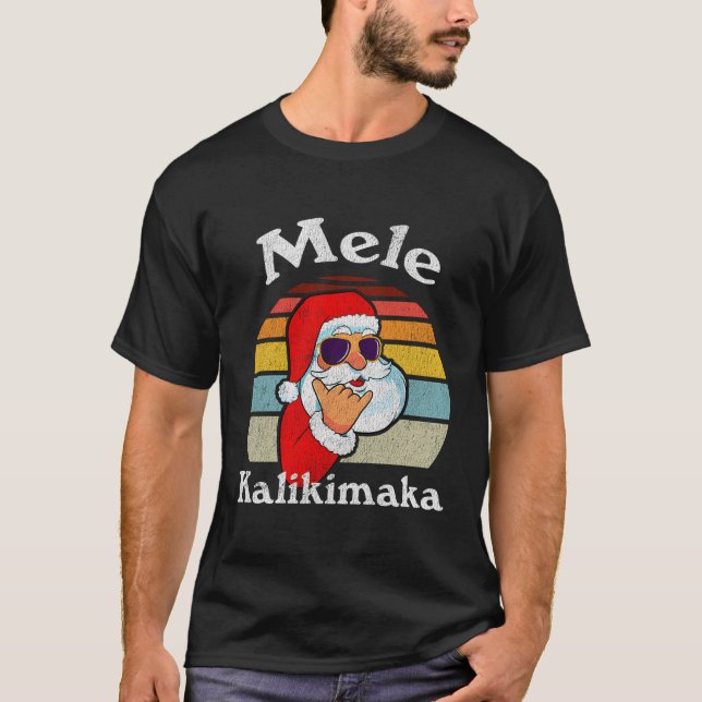 T-shirt Mele Kalikimaka Père Noël Shaka Hawaii (Devant)