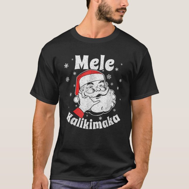 T-shirt Mele Kalikimaka Père Noël Shaka Noël hawaïen (Devant)