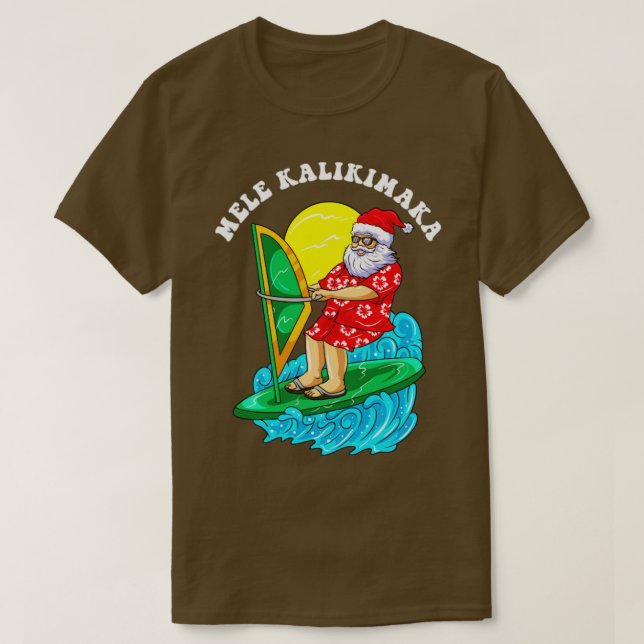 T-shirt Mele Kalikimaka Père Noël Vent Surf Noël À Ju (Design devant)