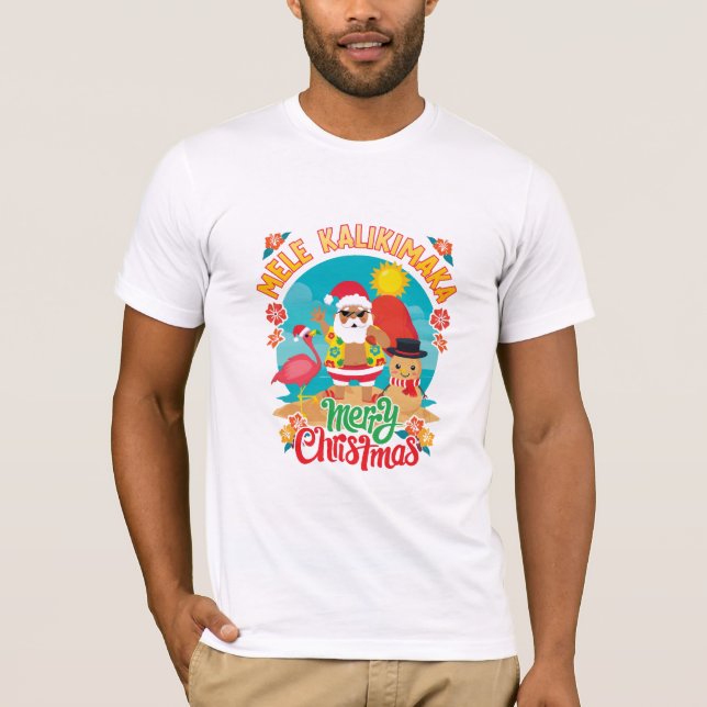 T-shirt Mele Kalikimaka pour un Noël hawaïen brillant (Devant)