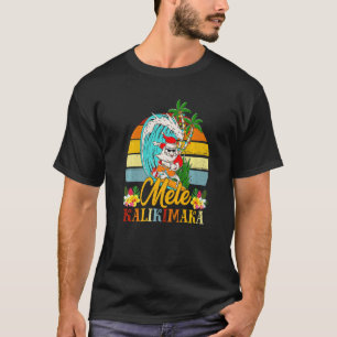 T-shirt Mele Kalikimaka Retro Christmas Santa Shaka Hawaii
